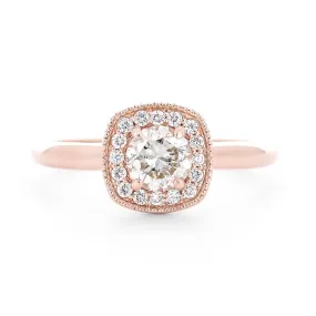 0.63ctw Round Diamond Halo Engagement Ring - 14K Rose Gold