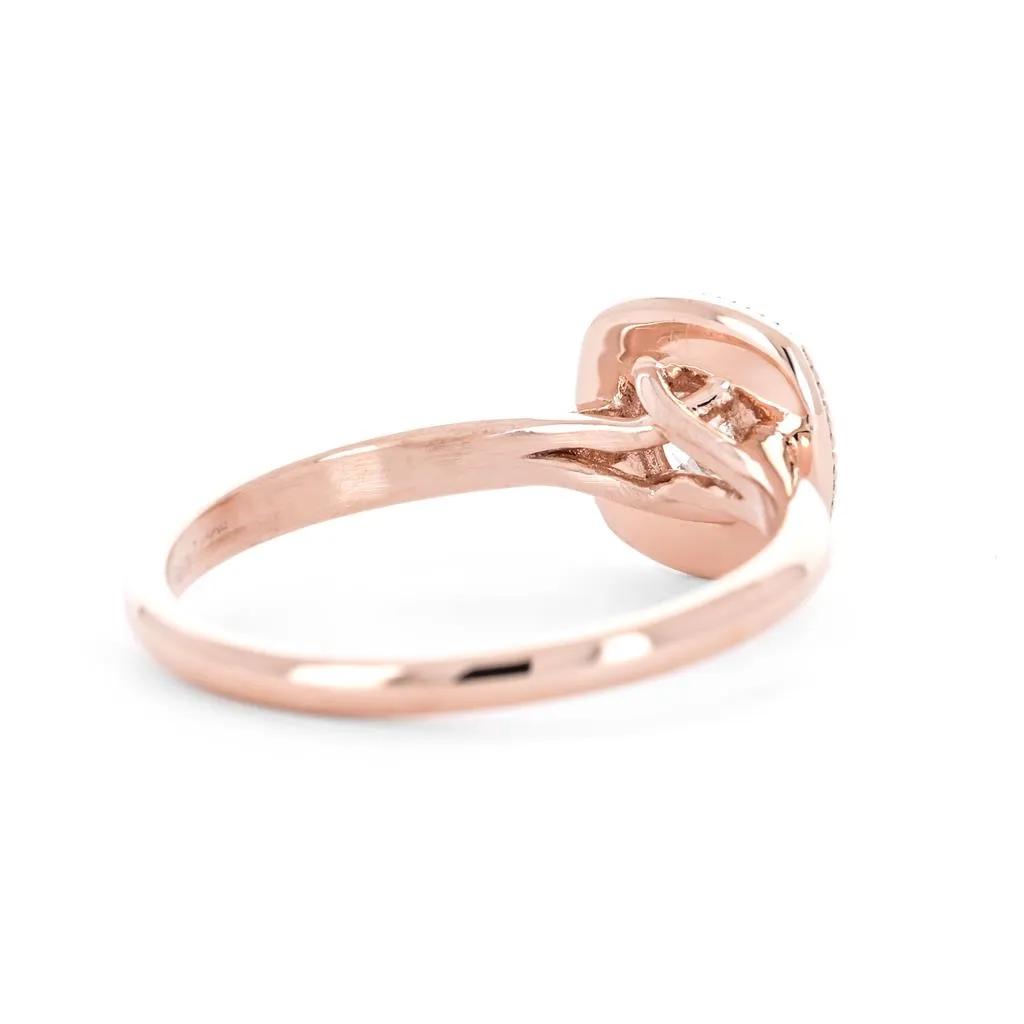 0.63ctw Round Diamond Halo Engagement Ring - 14K Rose Gold