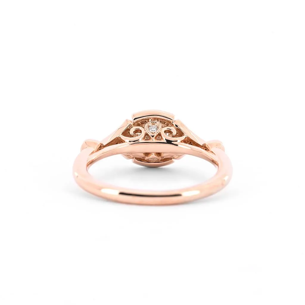 0.69ctw Round Diamond Engagement Ring, Art Deco - Rose Gold