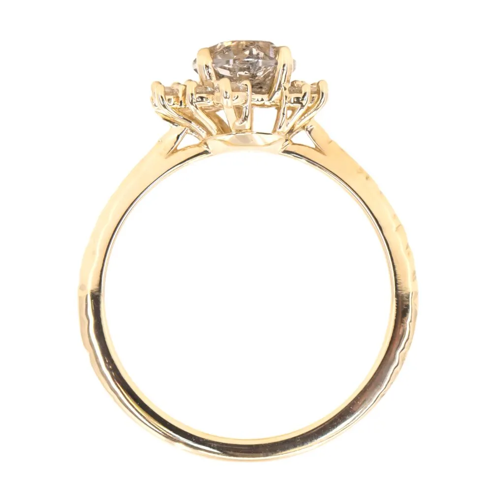 1.22ct Round Salt And Pepper Diamond Asymmetrical Cluster Ring In 14k Yellow Gold