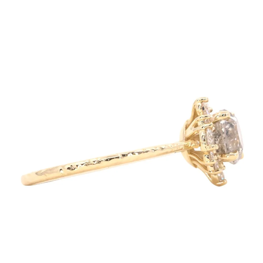 1.22ct Round Salt And Pepper Diamond Asymmetrical Cluster Ring In 14k Yellow Gold