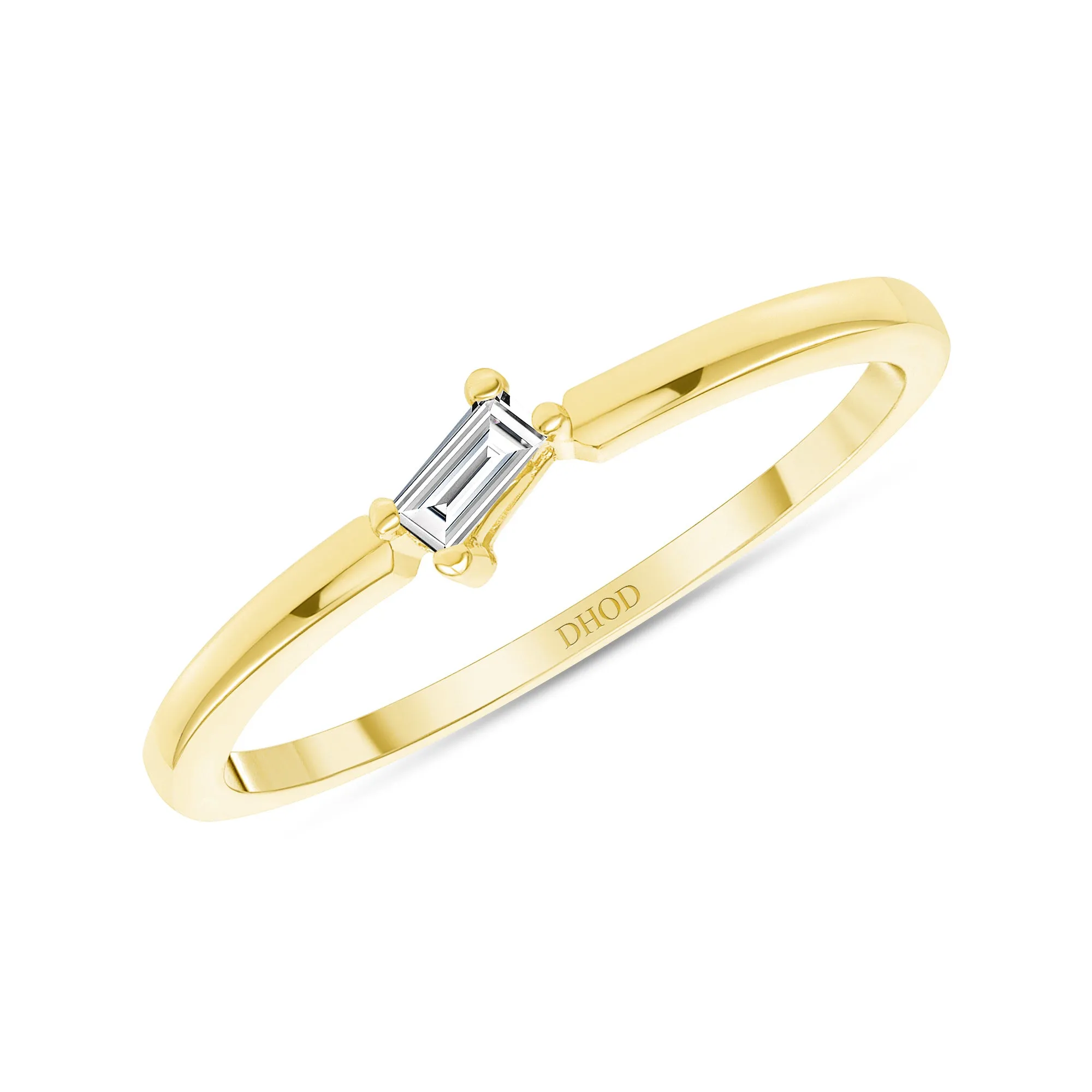 14K Gold Diagonal Diamond Baguette Stackable Band