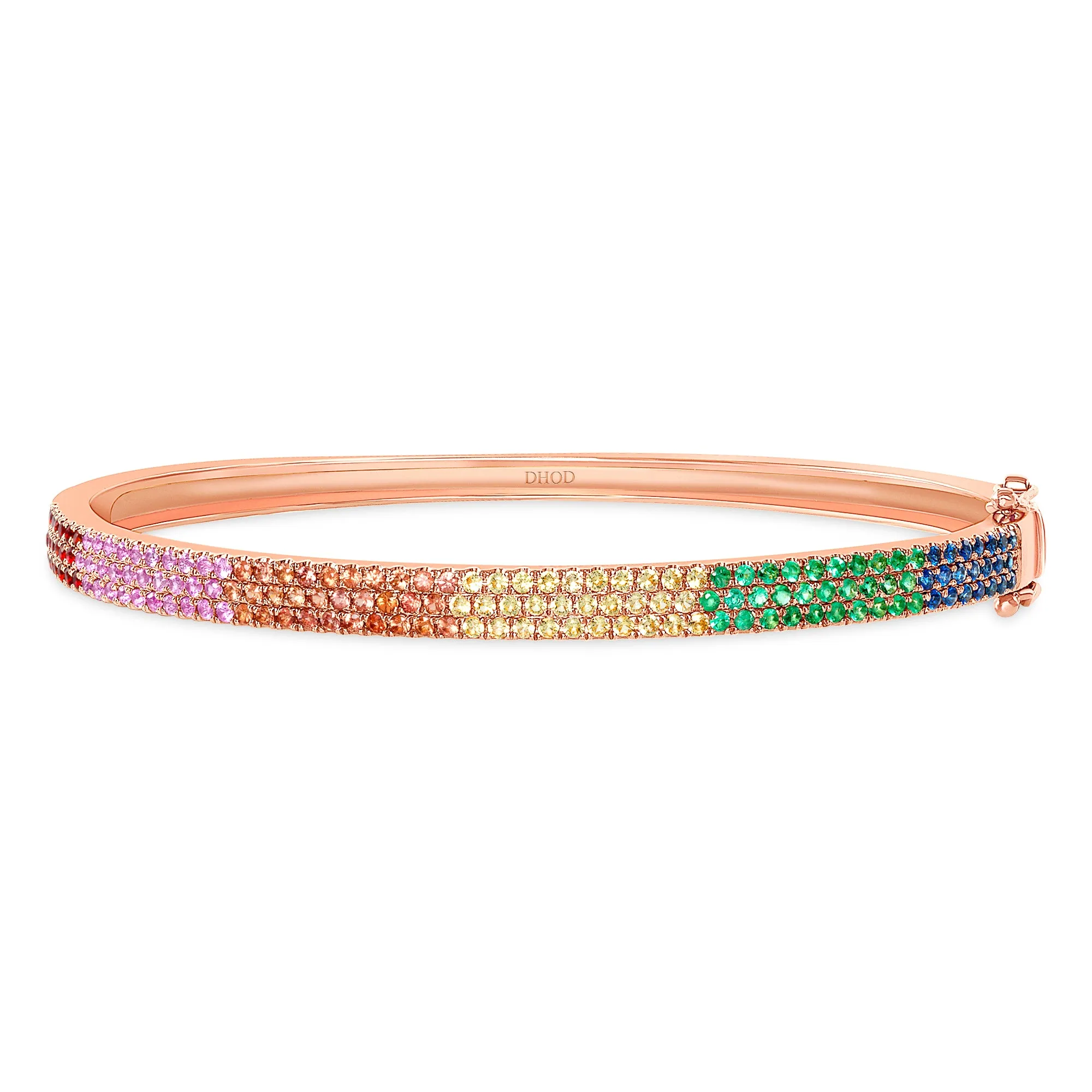 14K Gold Rainbow Diamond Bangle