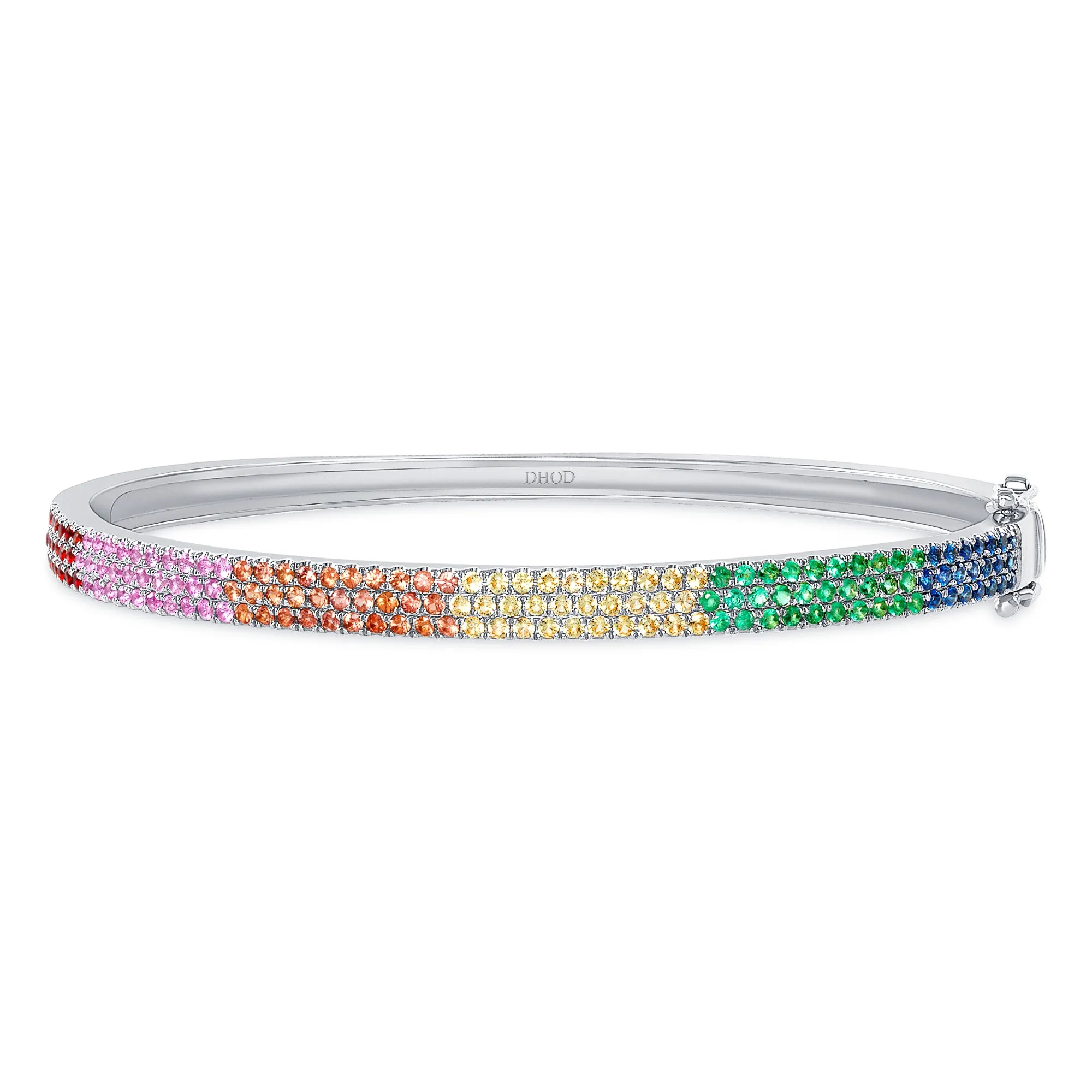 14K Gold Rainbow Diamond Bangle