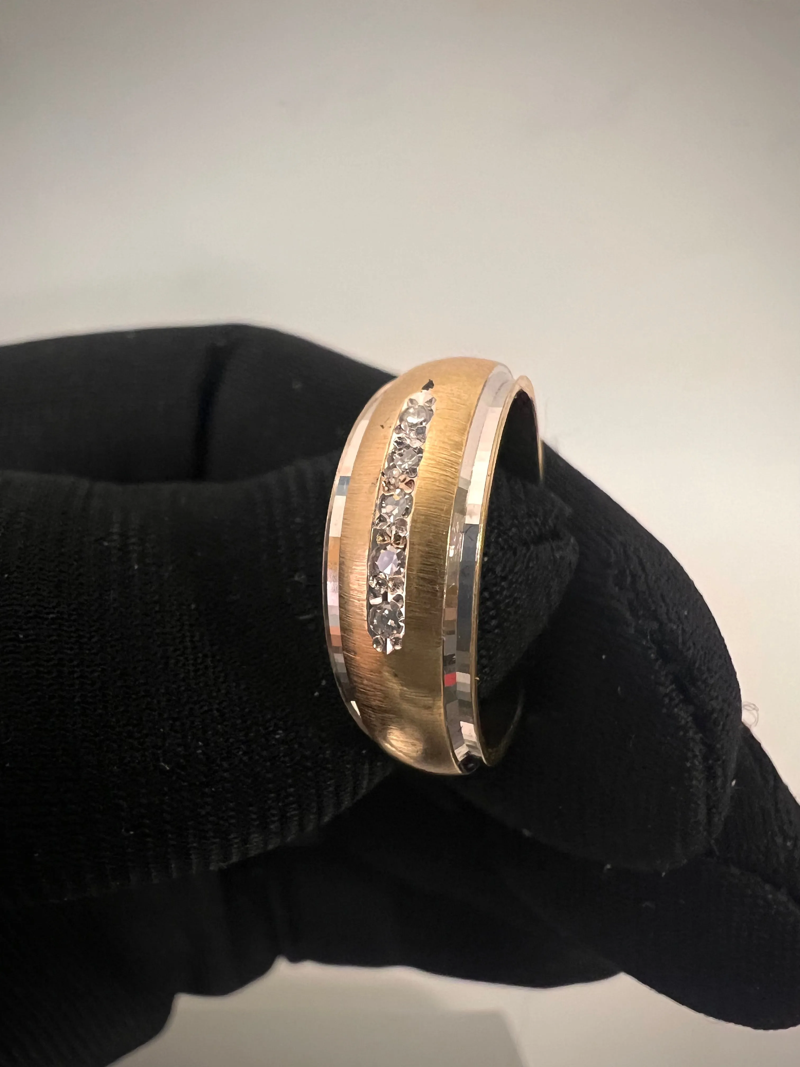 14k Two tone diamonds band weeding ring