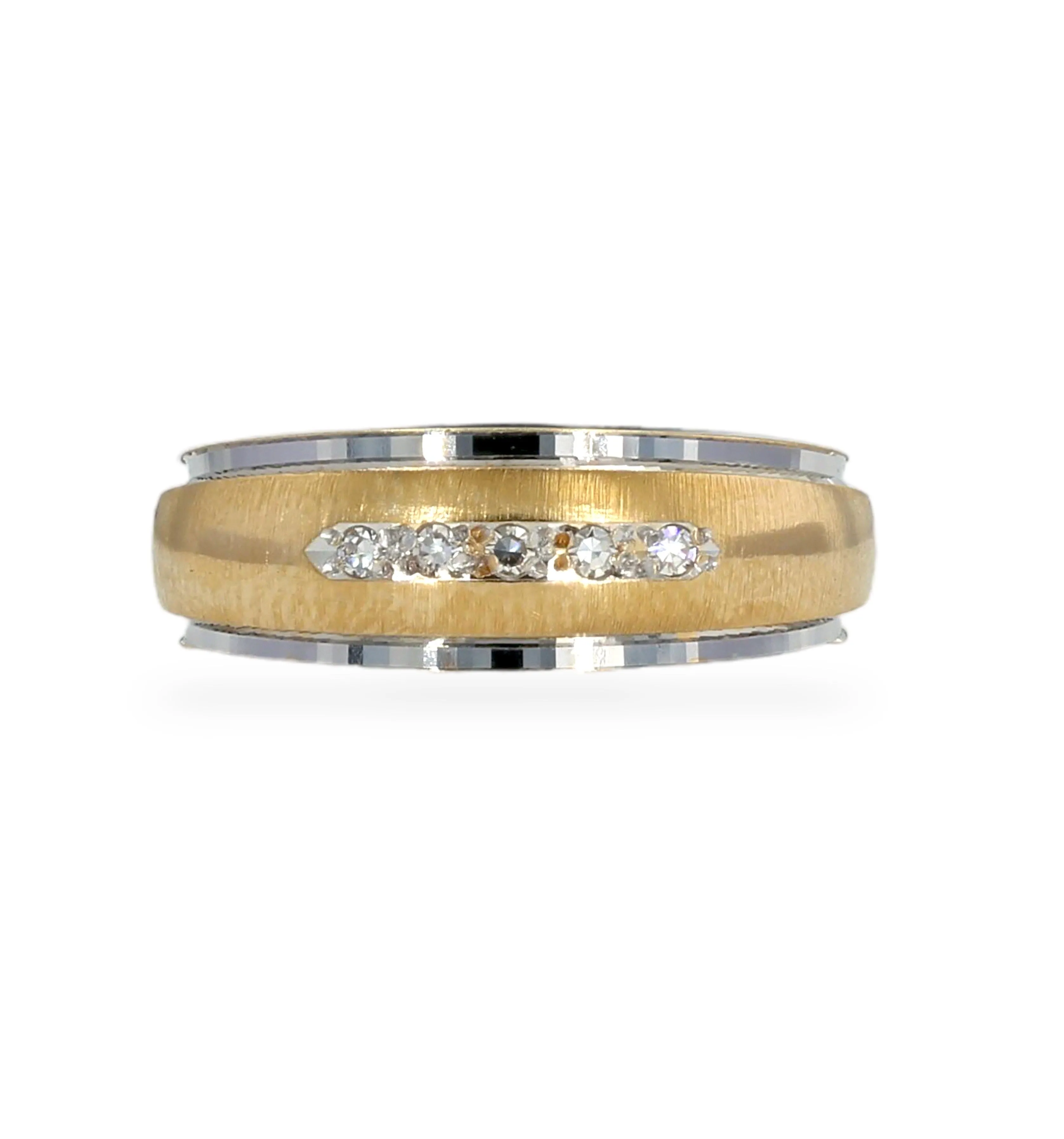 14k Two tone diamonds band weeding ring