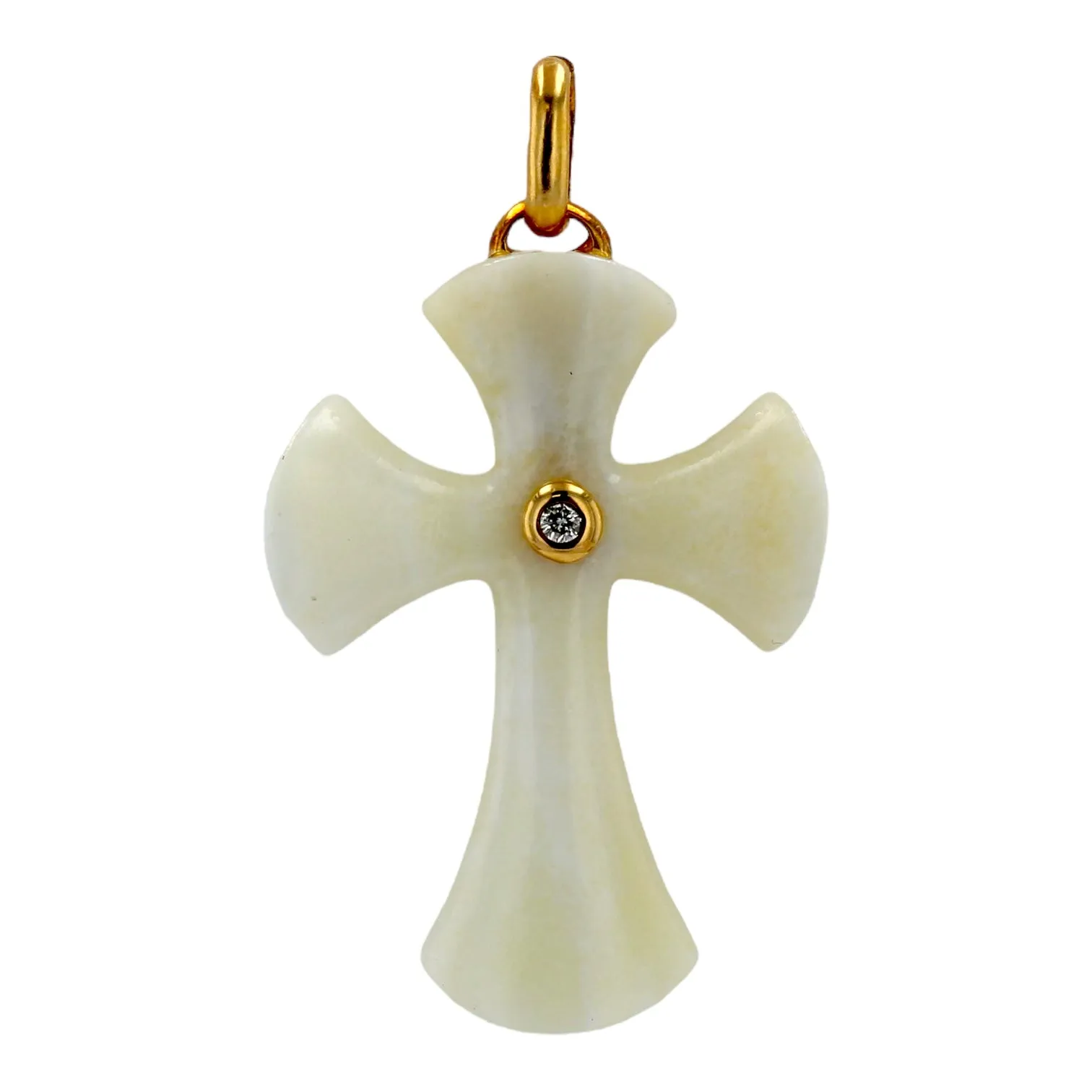 18k accents diamond bone cross pendant