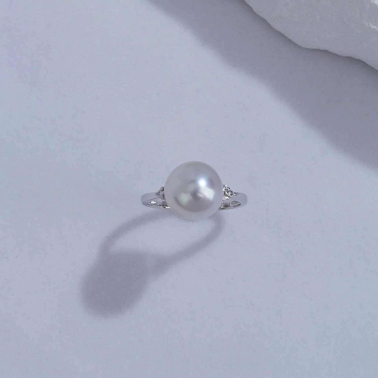 18K Diamond Australian White South Sea Pearl Ring KR00053