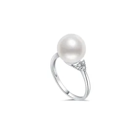 18K Diamond Australian White South Sea Pearl Ring KR00053