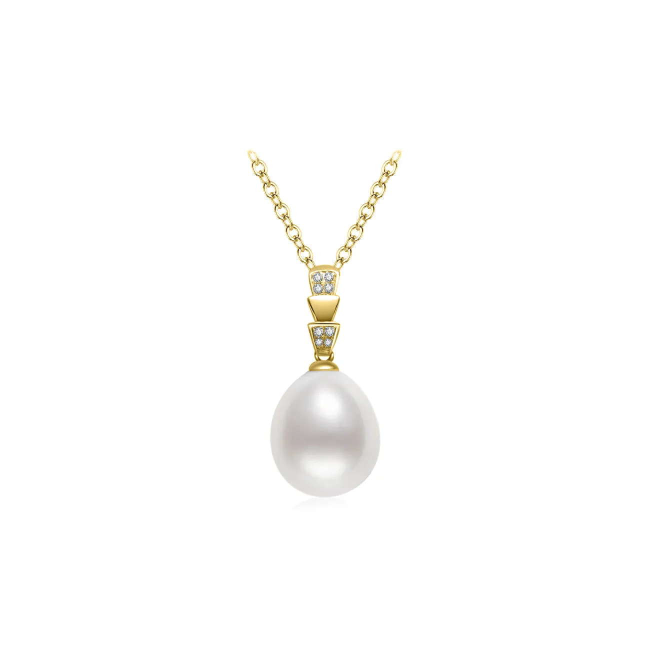 18K Solid Gold Diamond Saltwater Pearl Necklace KN00198