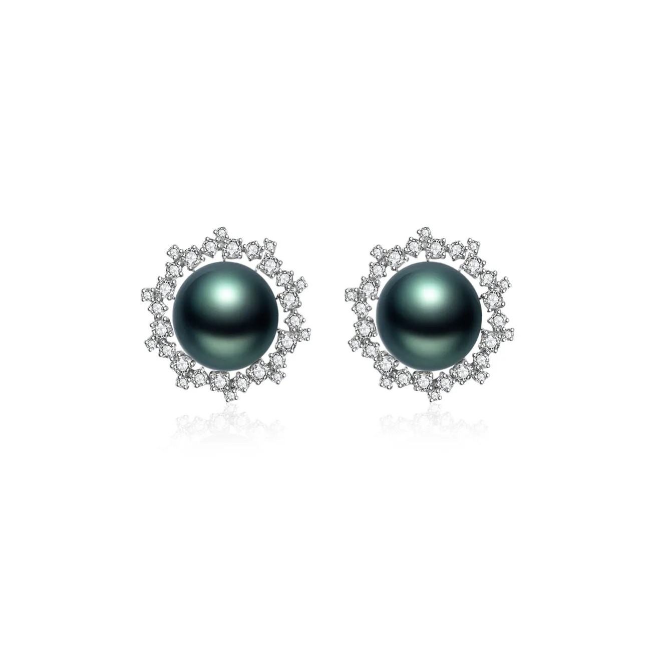 18K Solid Gold Tahitian Pearl Earrings KE00094