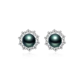 18K Solid Gold Tahitian Pearl Earrings KE00094