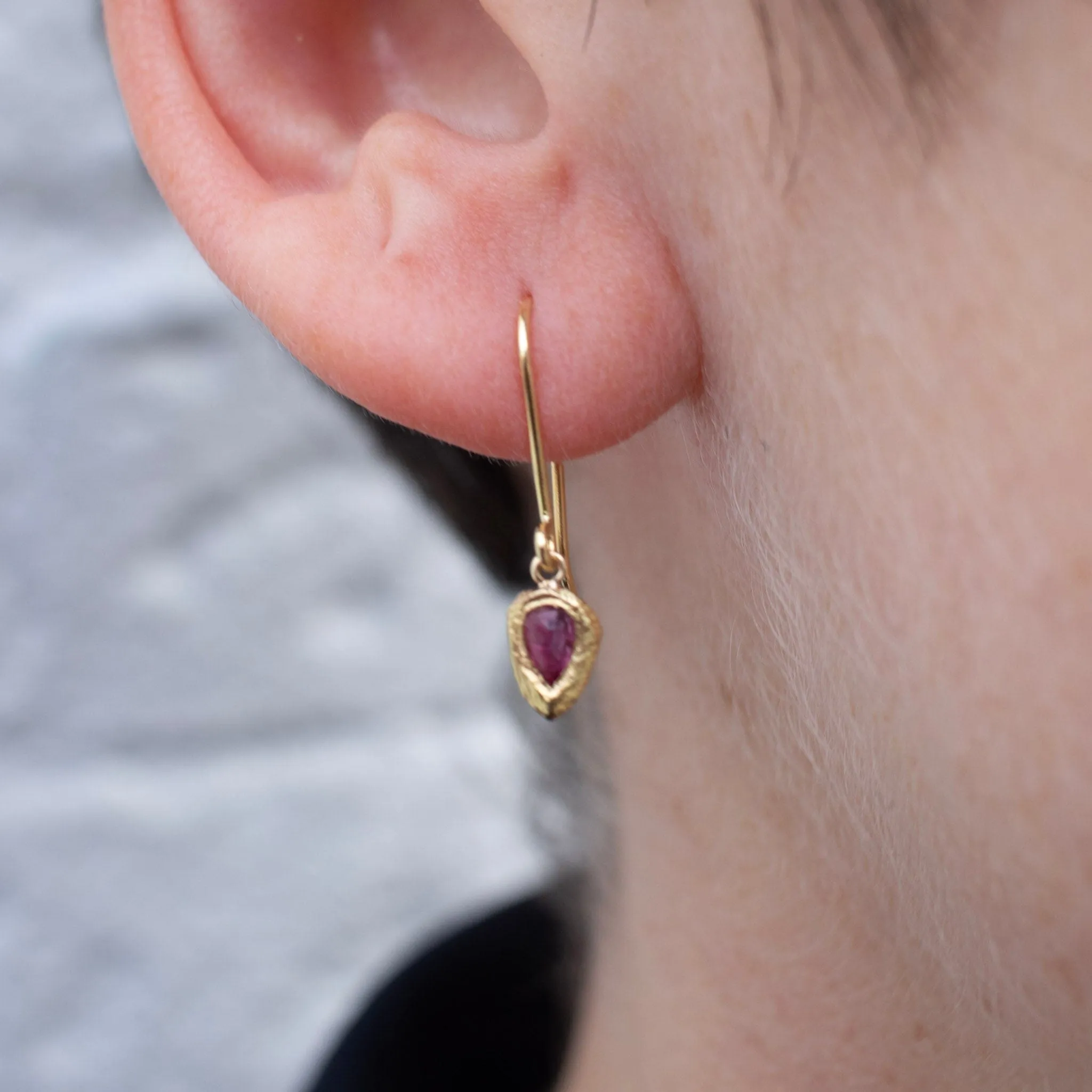 18K Teardrop Earrings in Ruby