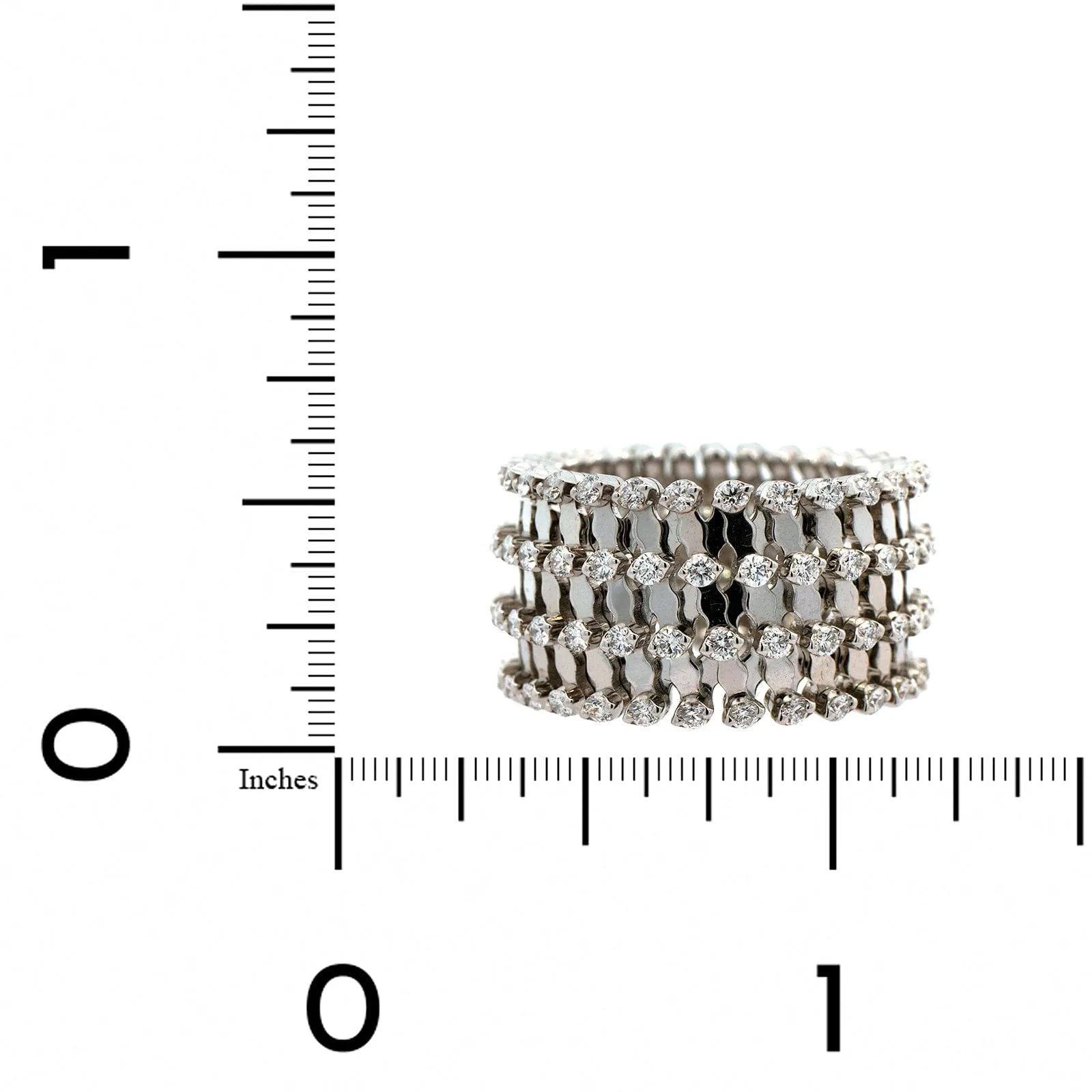 18K White Gold 7 Row Adjustable Diamond Ring