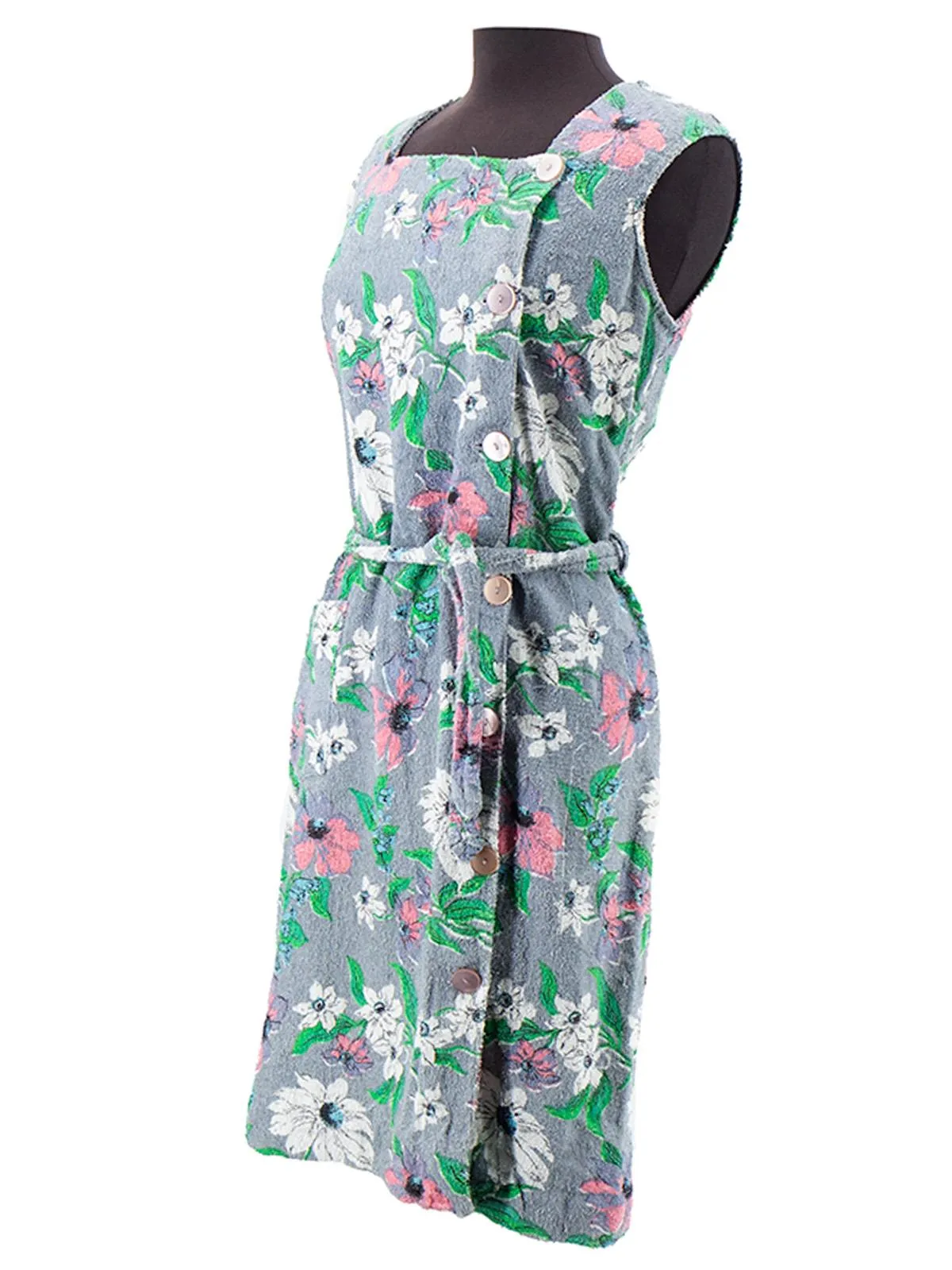 1950s 1960s Floral Terry Towelling Beach Dress