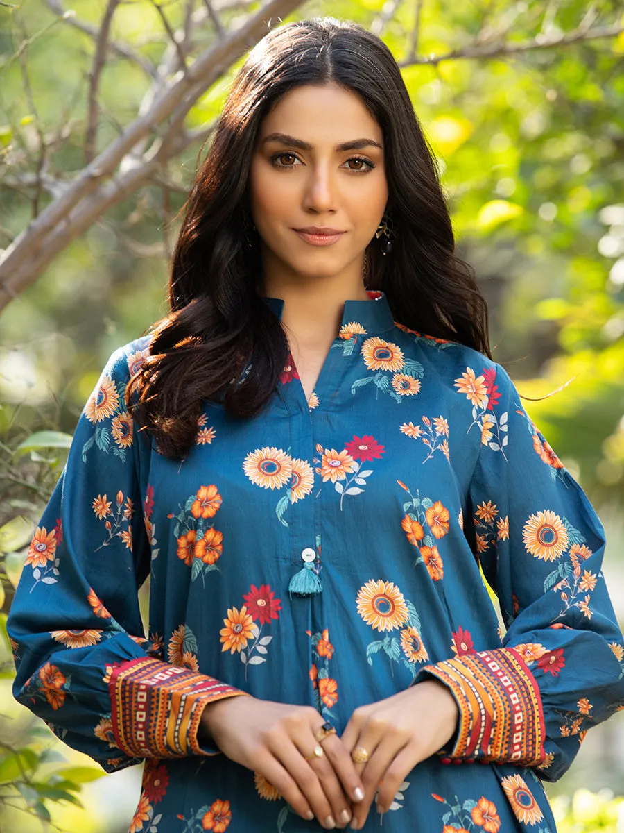 1pc - Stitched Basic Printed Cotton Silk Shirt