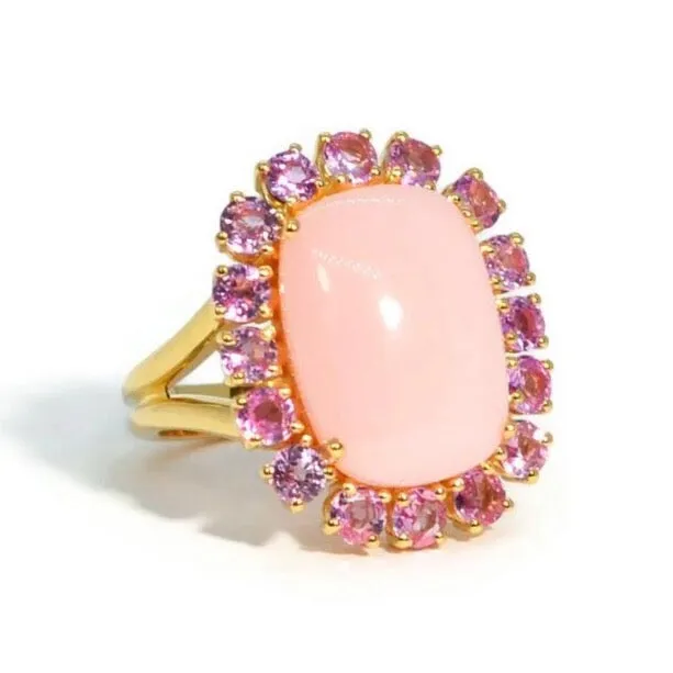 A & Furst - Sole - Ring with Pink Opal and Pink Sapphires, 18k Yellow Gold