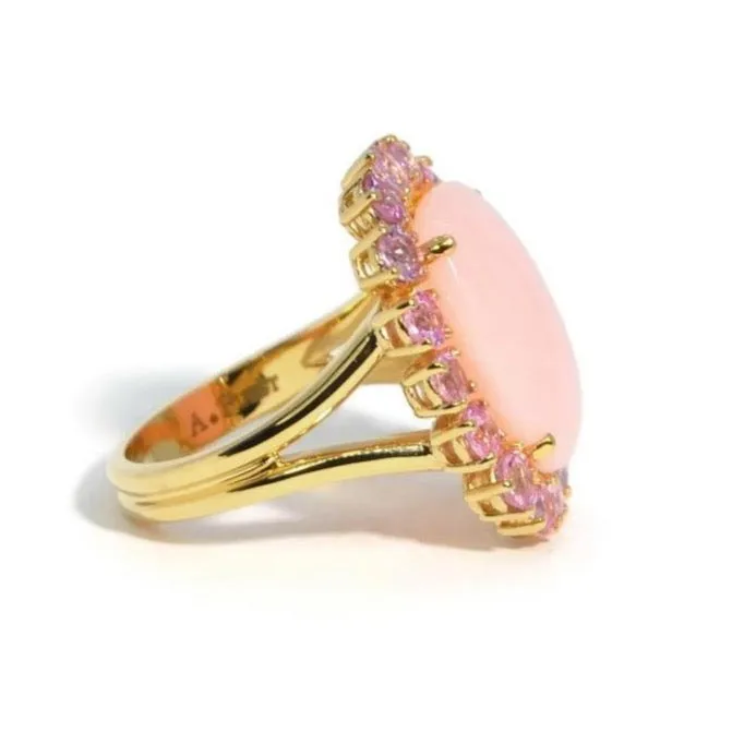 A & Furst - Sole - Ring with Pink Opal and Pink Sapphires, 18k Yellow Gold