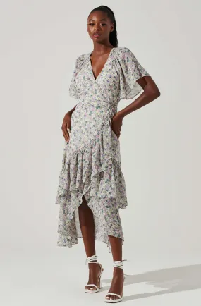 Adella Floral Ruffle Midi Dress