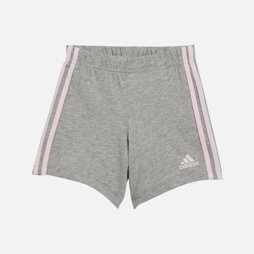 Adidas Essentials Lineage Organic Cotton Kids Unisex T-shirt and Shorts Set (0-4 year) -Clear Pink/White