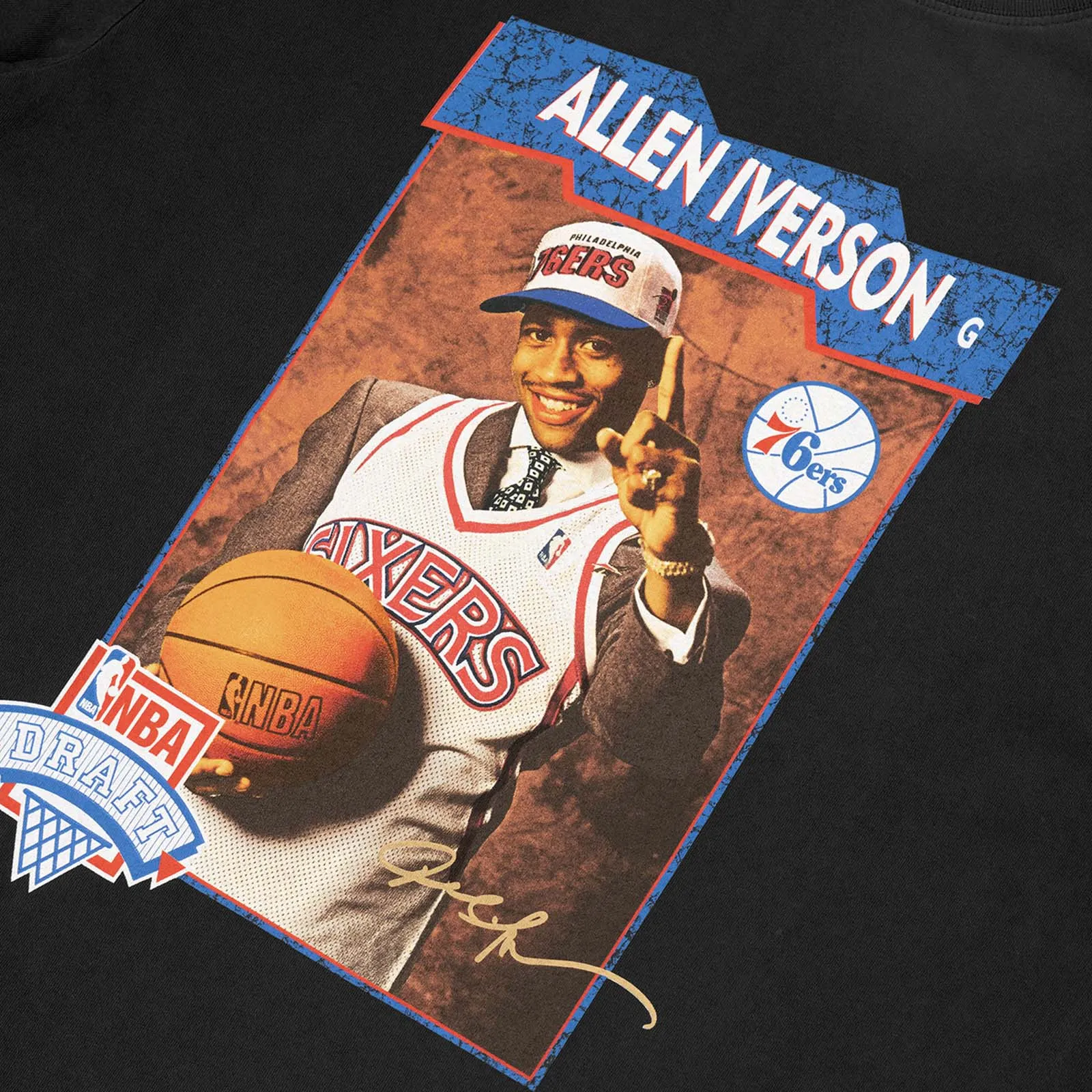 Allen Iverson Philadelphia 76ers Draft Day Tee - Faded Black