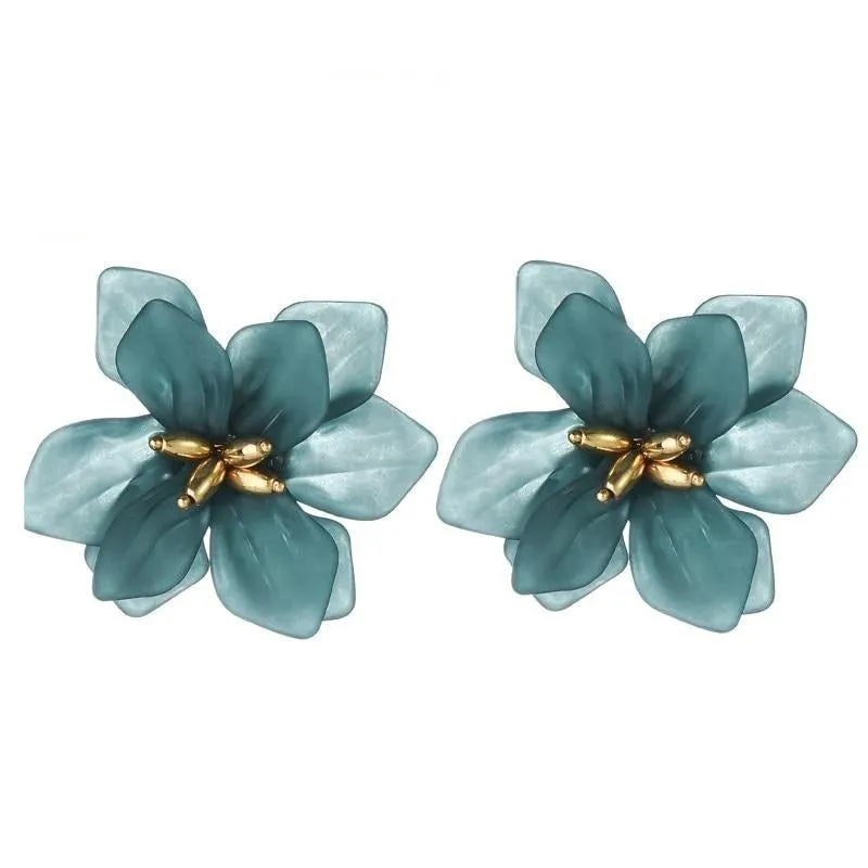 Années 40 Boucles d'oreilles Fleurs Grande