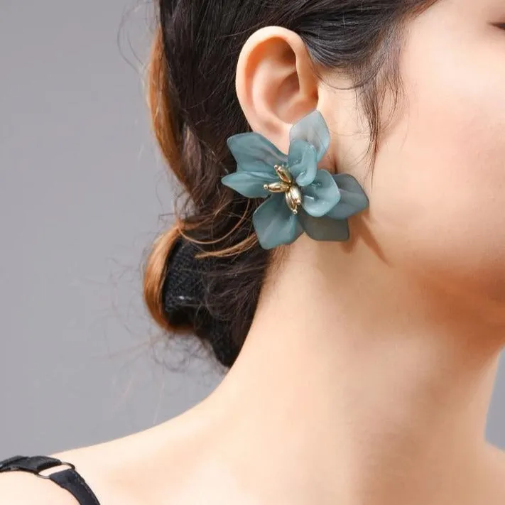 Années 40 Boucles d'oreilles Fleurs Grande