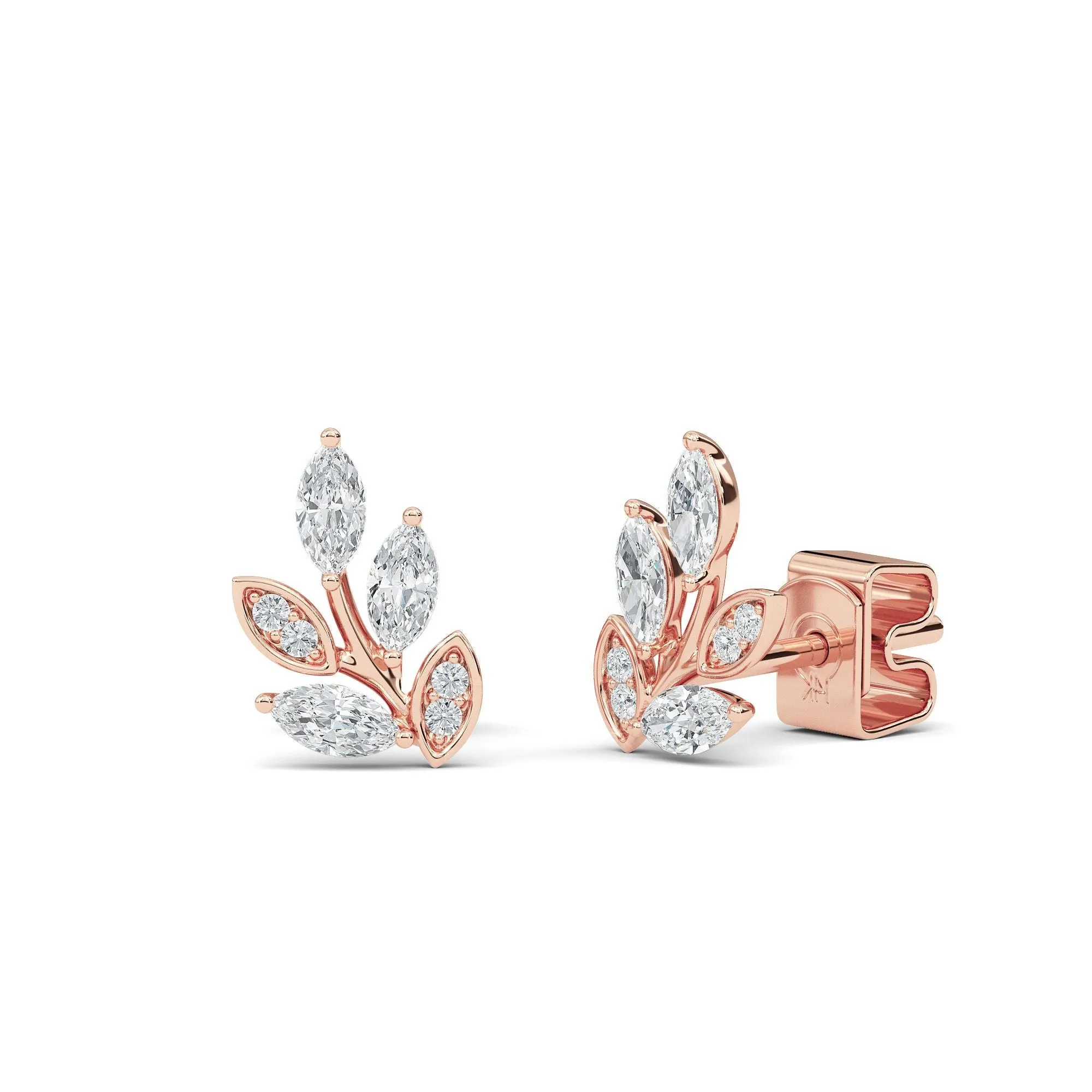 AUTRE - 14k Rose Gold 0.36ct Lab Grown Diamond Flower Earring