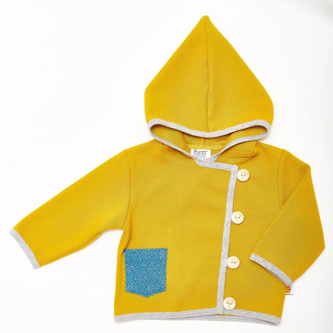 Baby Hoodie Jacket "Rib Mustard/Dotties Blue"