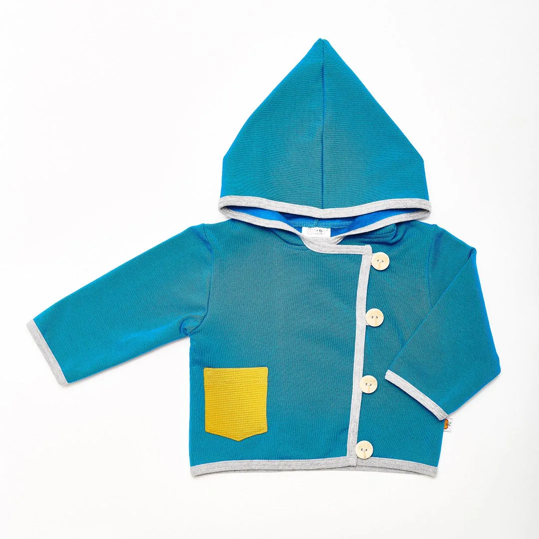 Baby Hoodie Jacket "Sweat Blue/Rib Mustard"