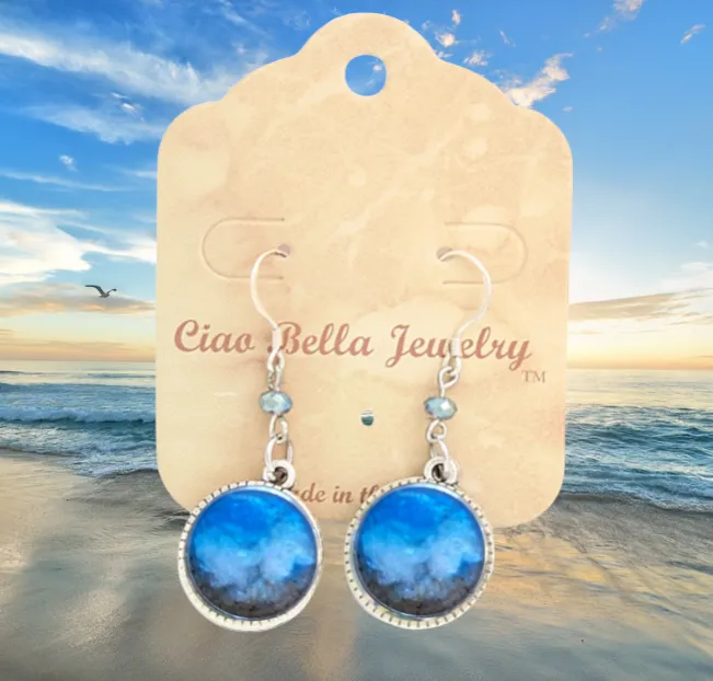 Beach Sand and Ocean Wave Earrings