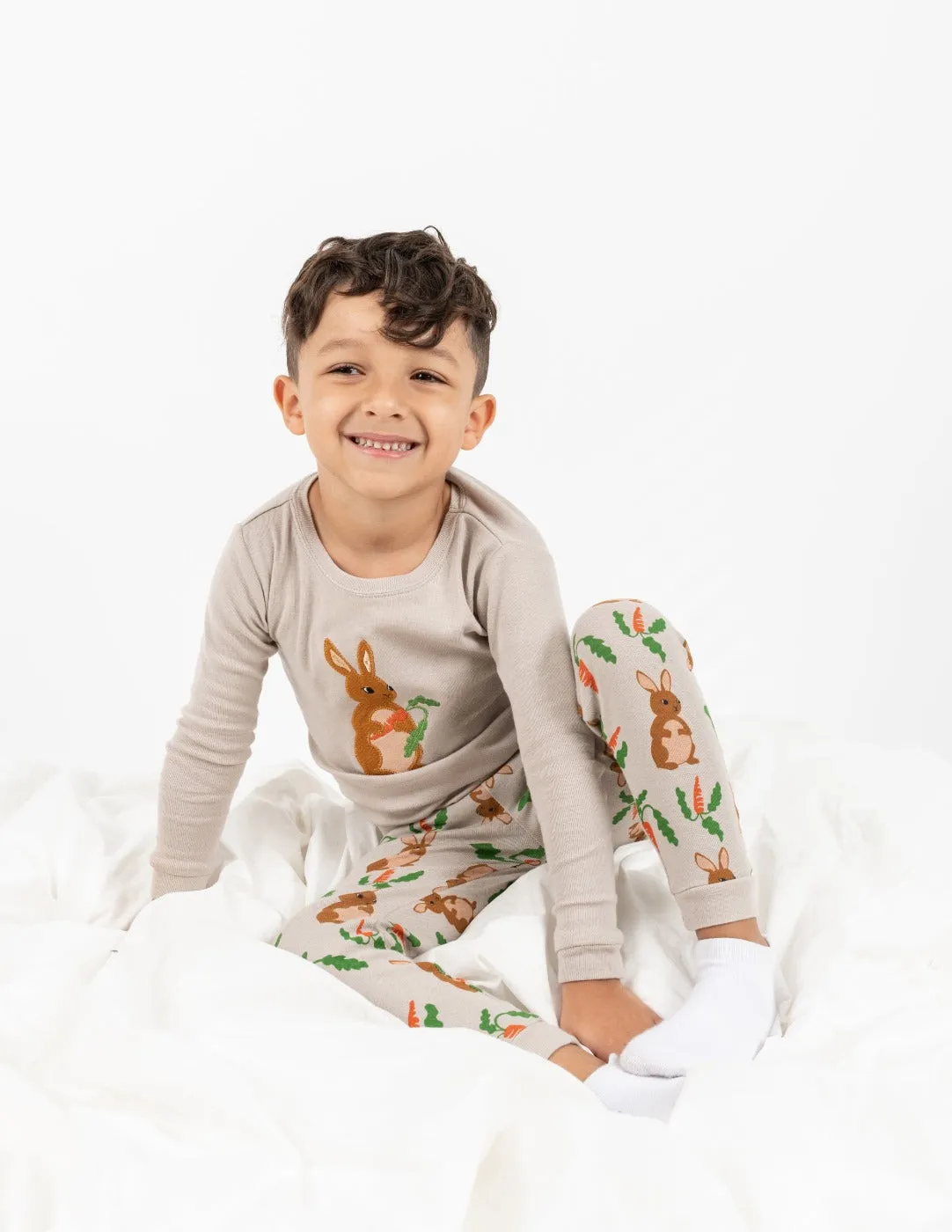 Beige Bunny Rabbit Cotton Pajamas