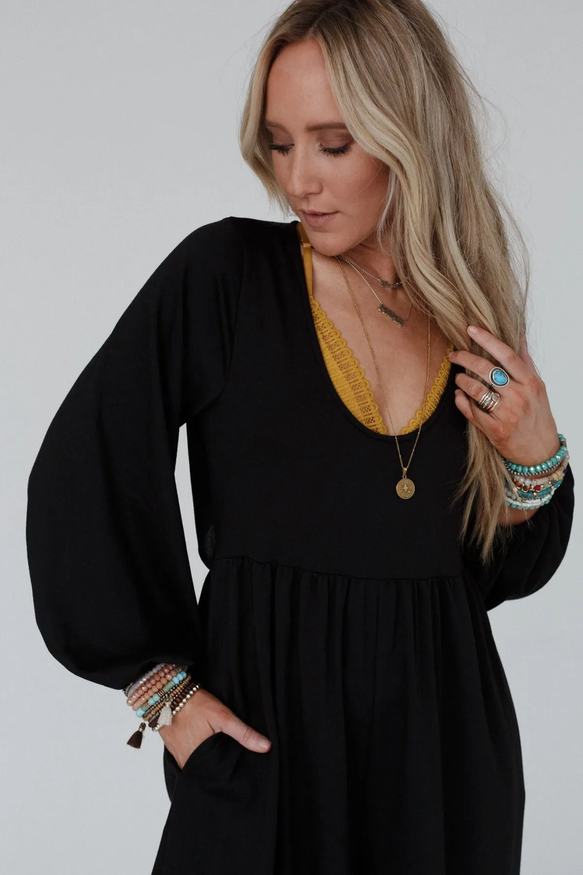 Best Intentions Long Sleeve Jumpsuit - Black