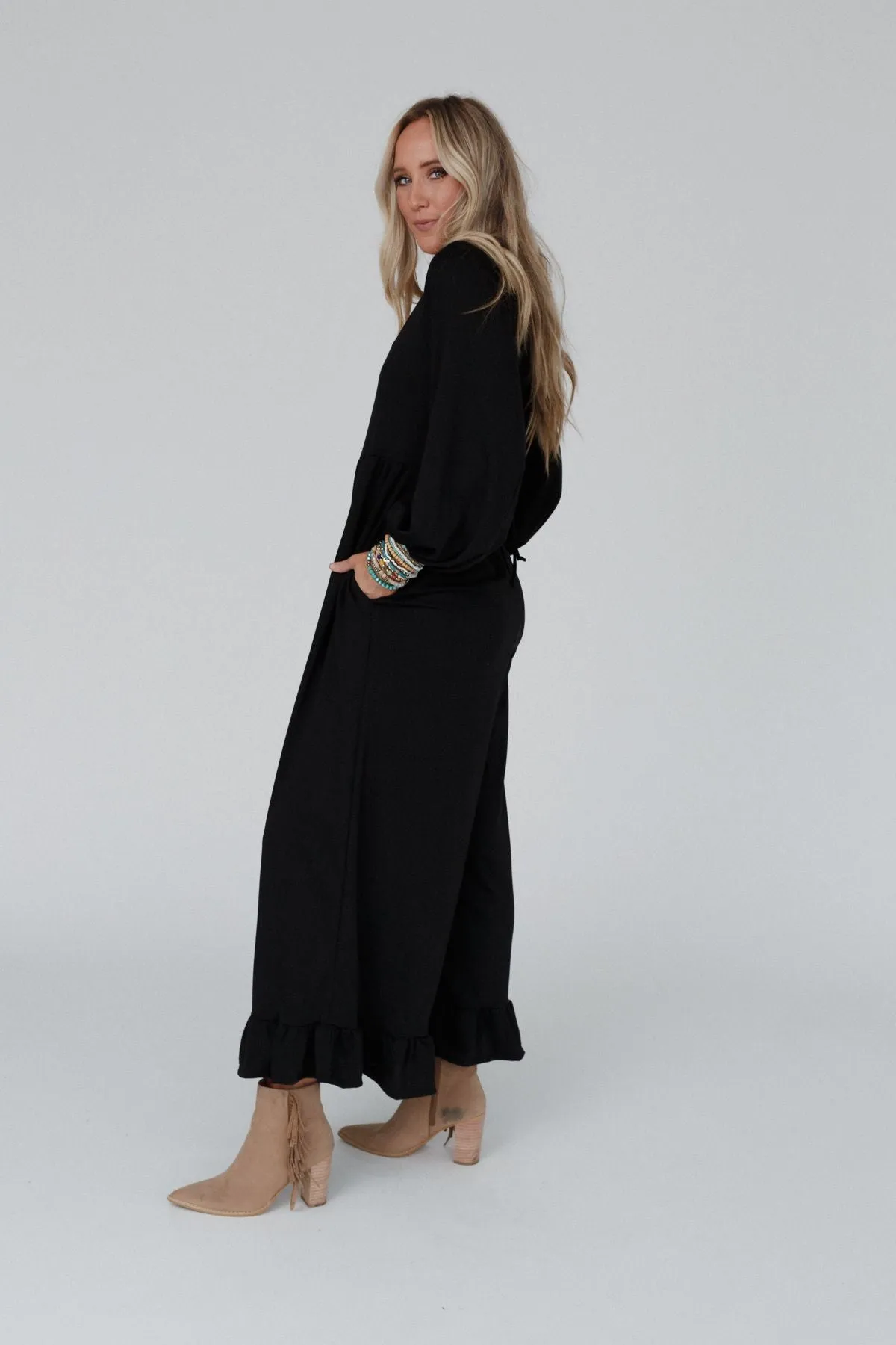 Best Intentions Long Sleeve Jumpsuit - Black