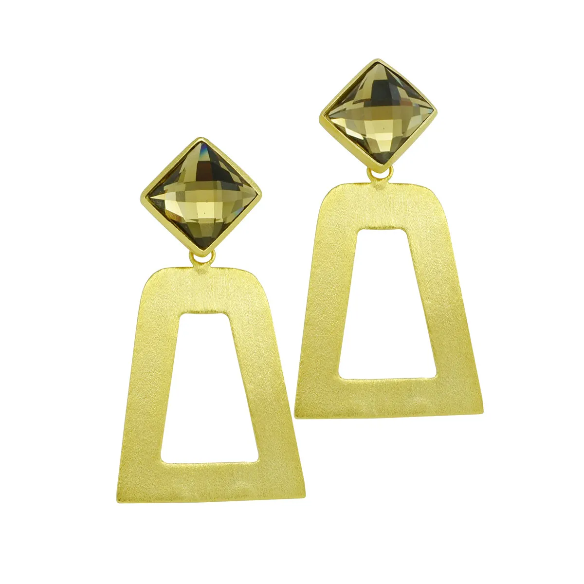 Betty Carre Bold Geometric Whiskey Topaz Post Earrings