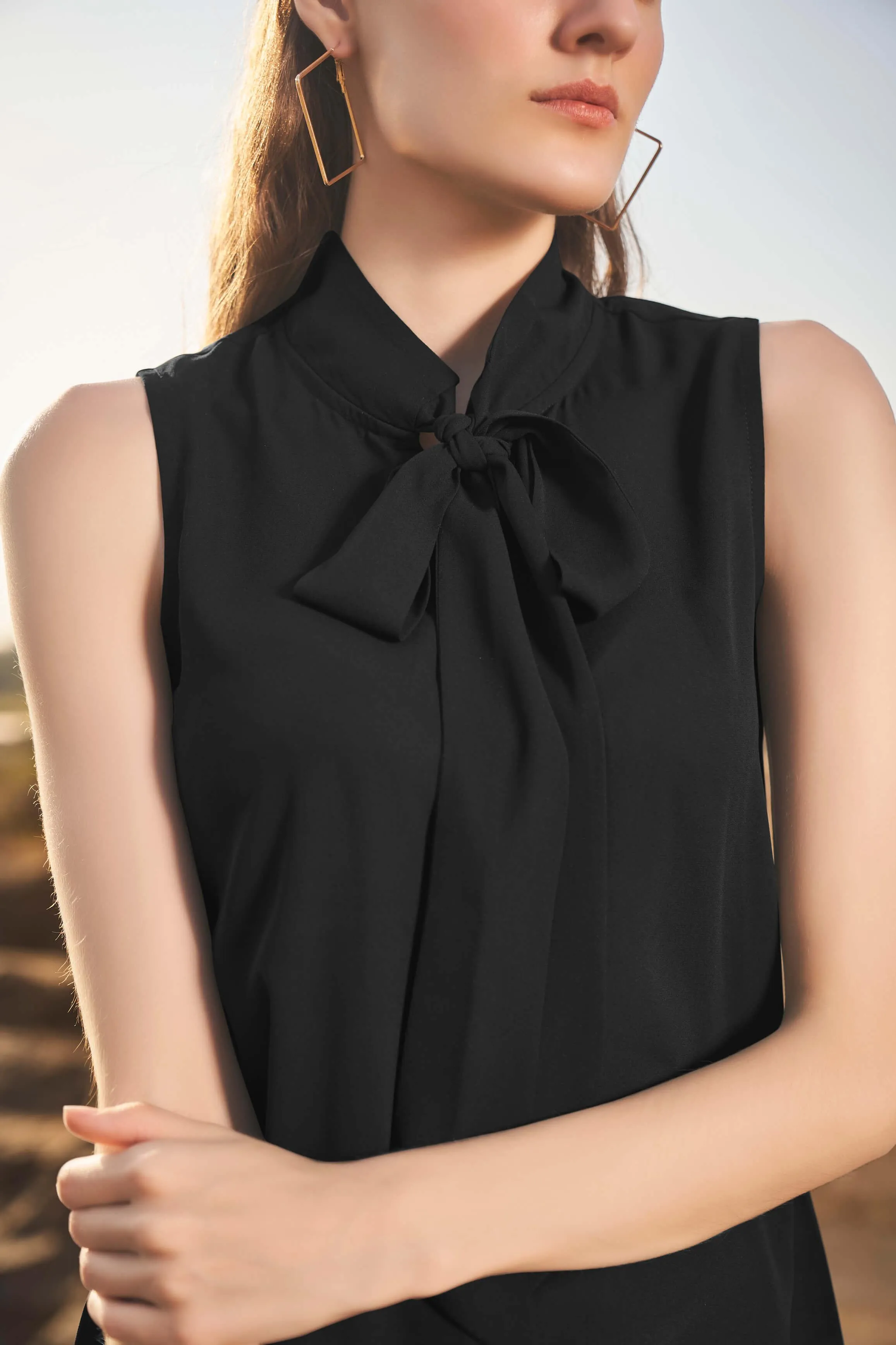 Black Tie Up Sleeveless Top