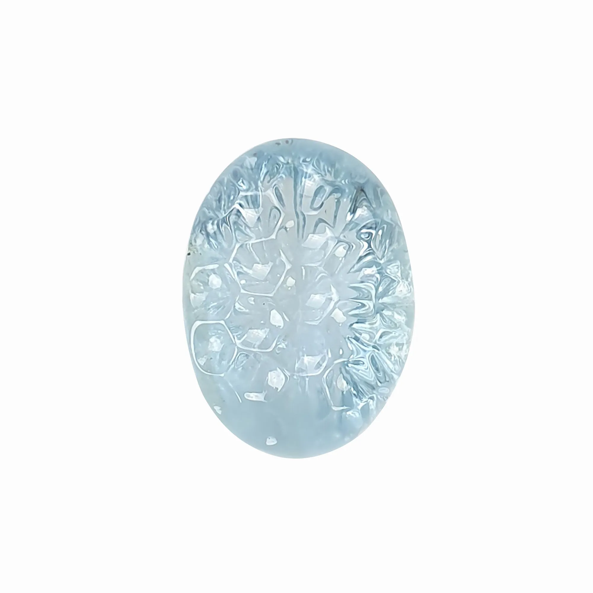 BLUE AQUAMARINE Gemstone Carving  : 10.00cts Natural Untreated Aqua Hand Carved Oval Shape 16*12mm (With Video)