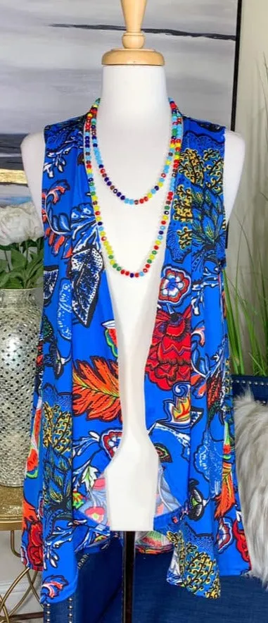 Blue Floral Vest