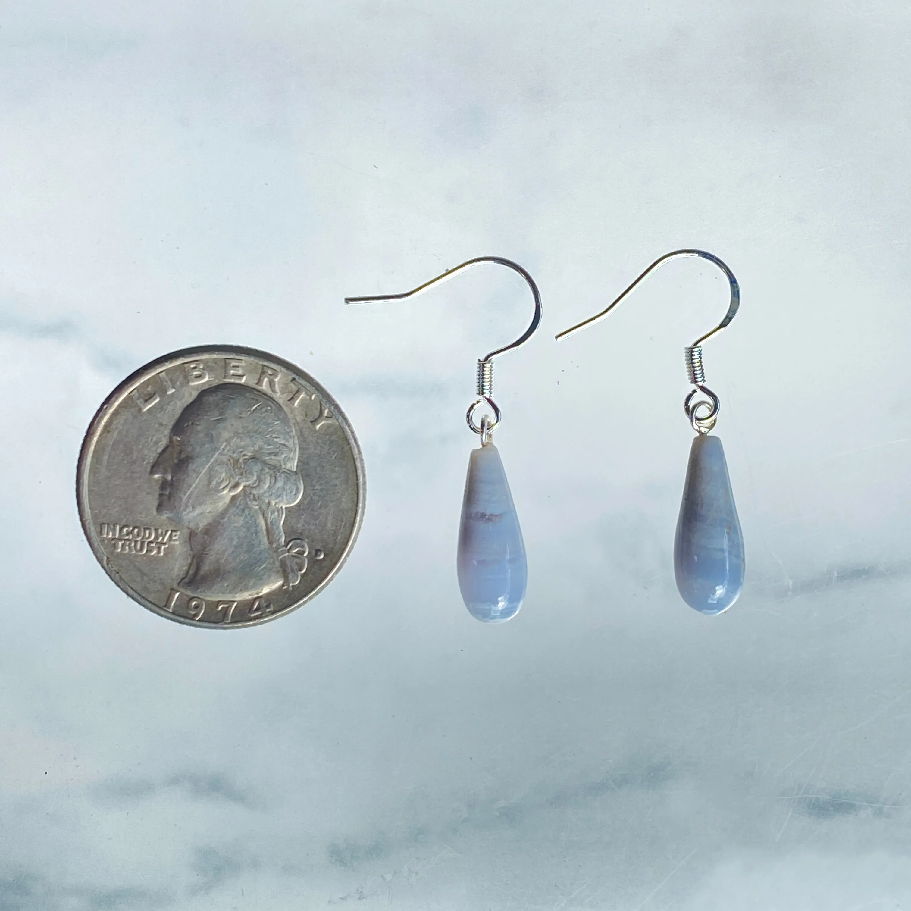 Blue Lace Agate gemstone Tear Drop Earrings