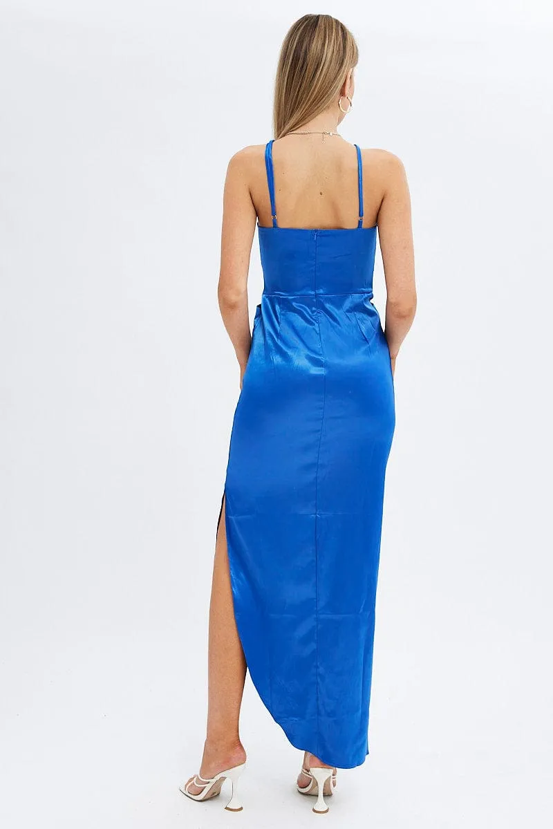 Blue Maxi Dress Side Slip