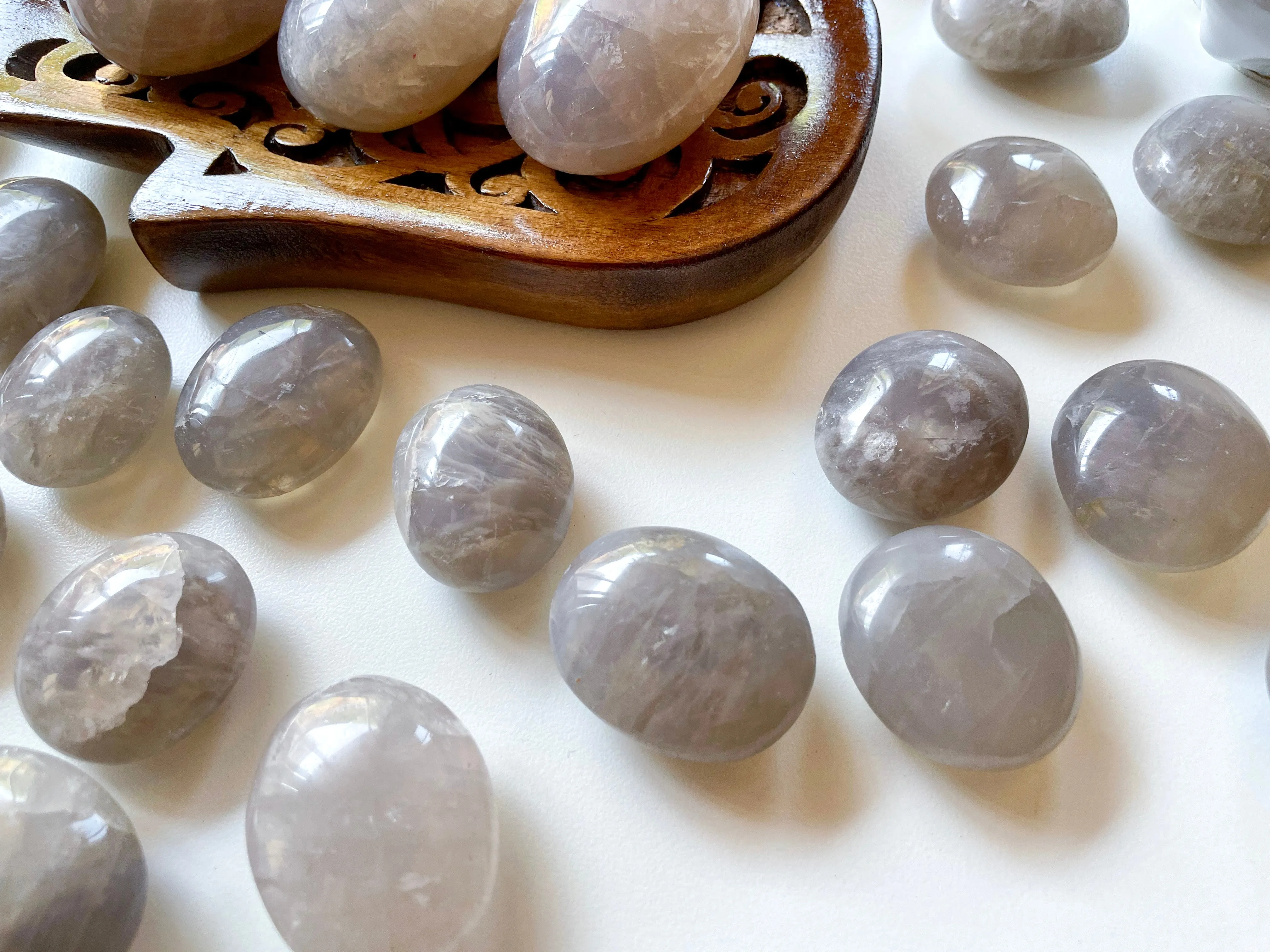 Blue Rose Quartz Palm Stones