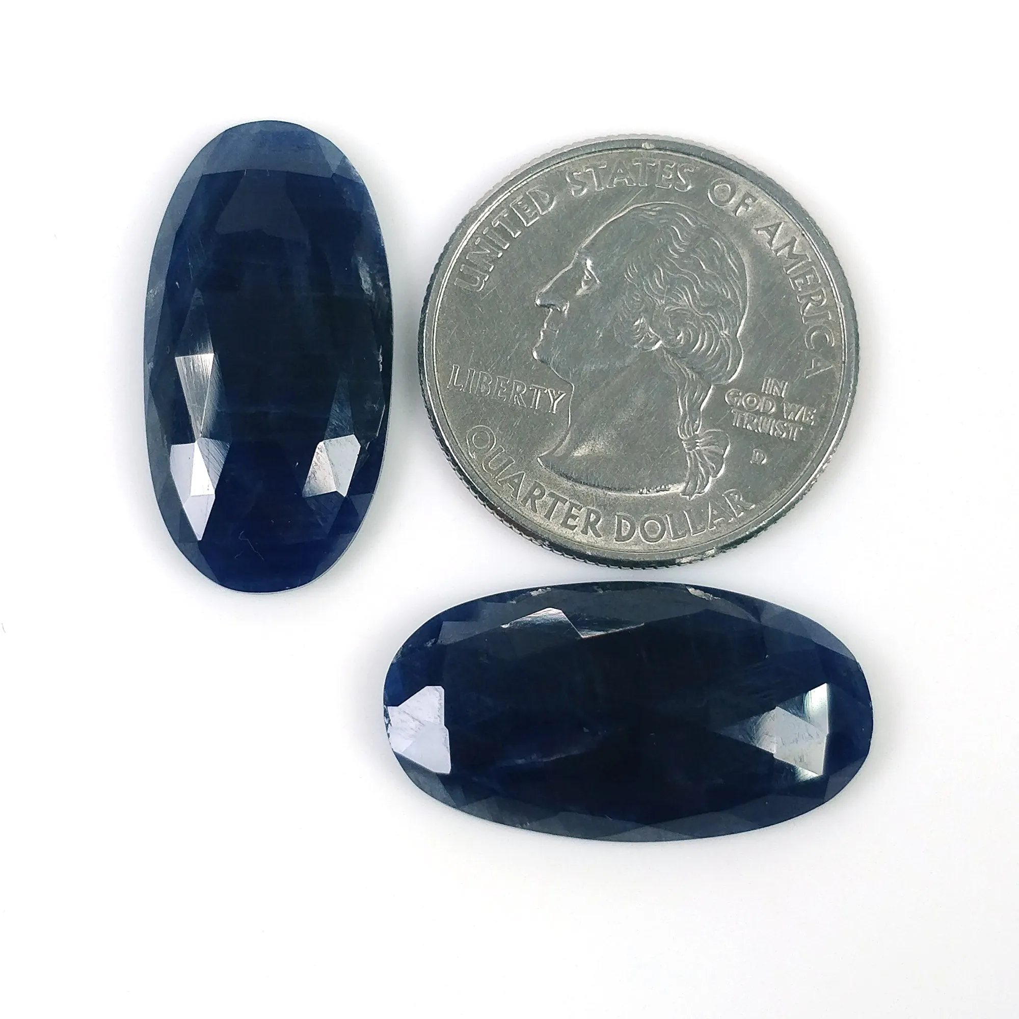 BLUE SAPPHIRE Gemstone Rose Cut : 40.85cts Natural Untreated Unheated Sapphire Oval Shape 26*14mm Pair