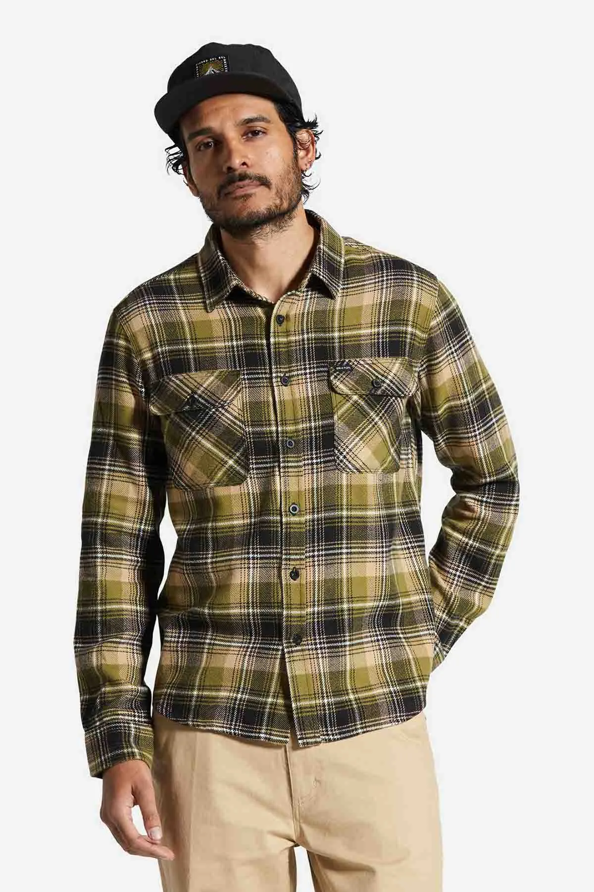 BOWERY LS FLANNEL Green Kelp/Sand/Black