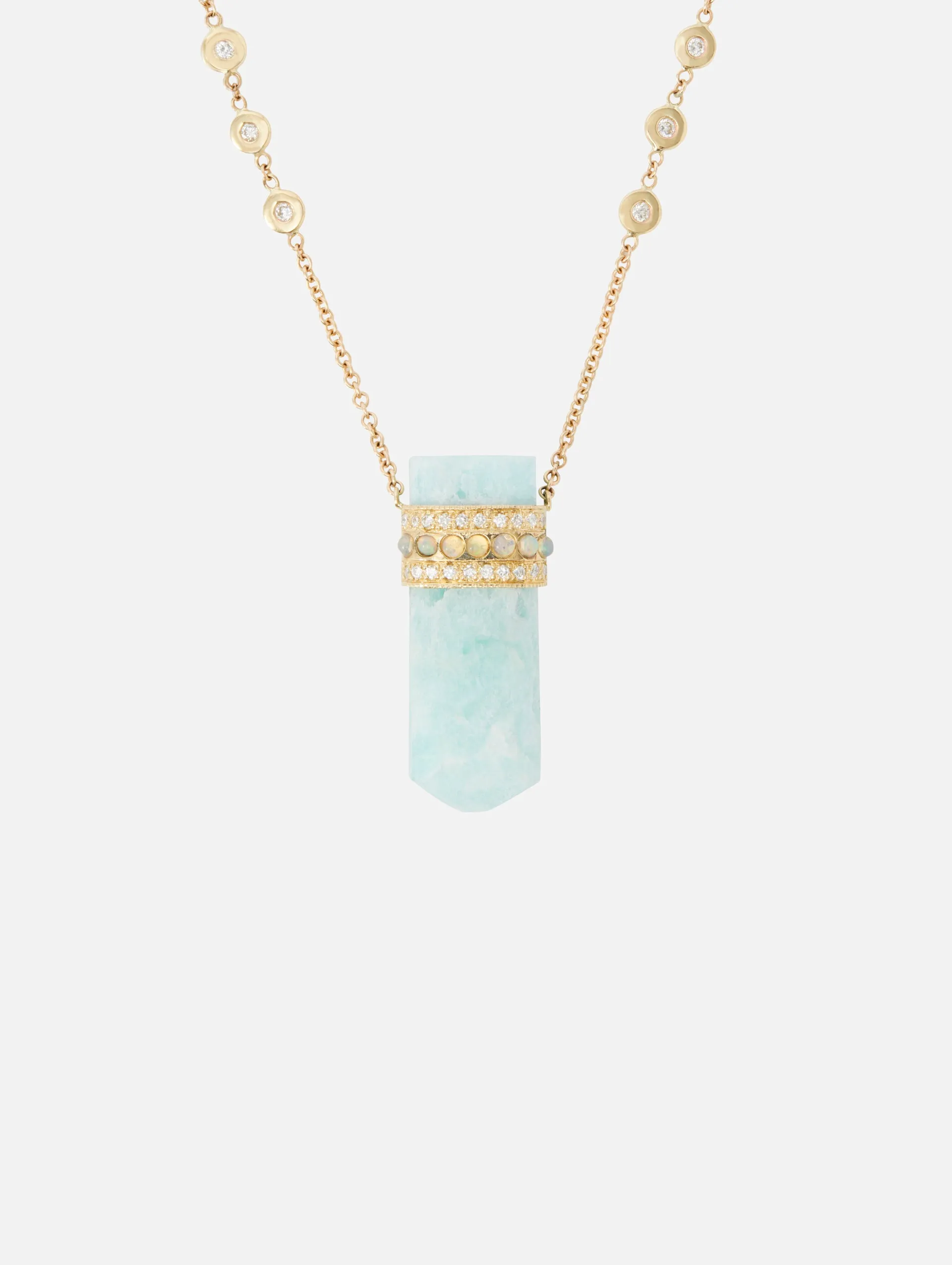 Calcite Crystal Diamond Opal Necklace