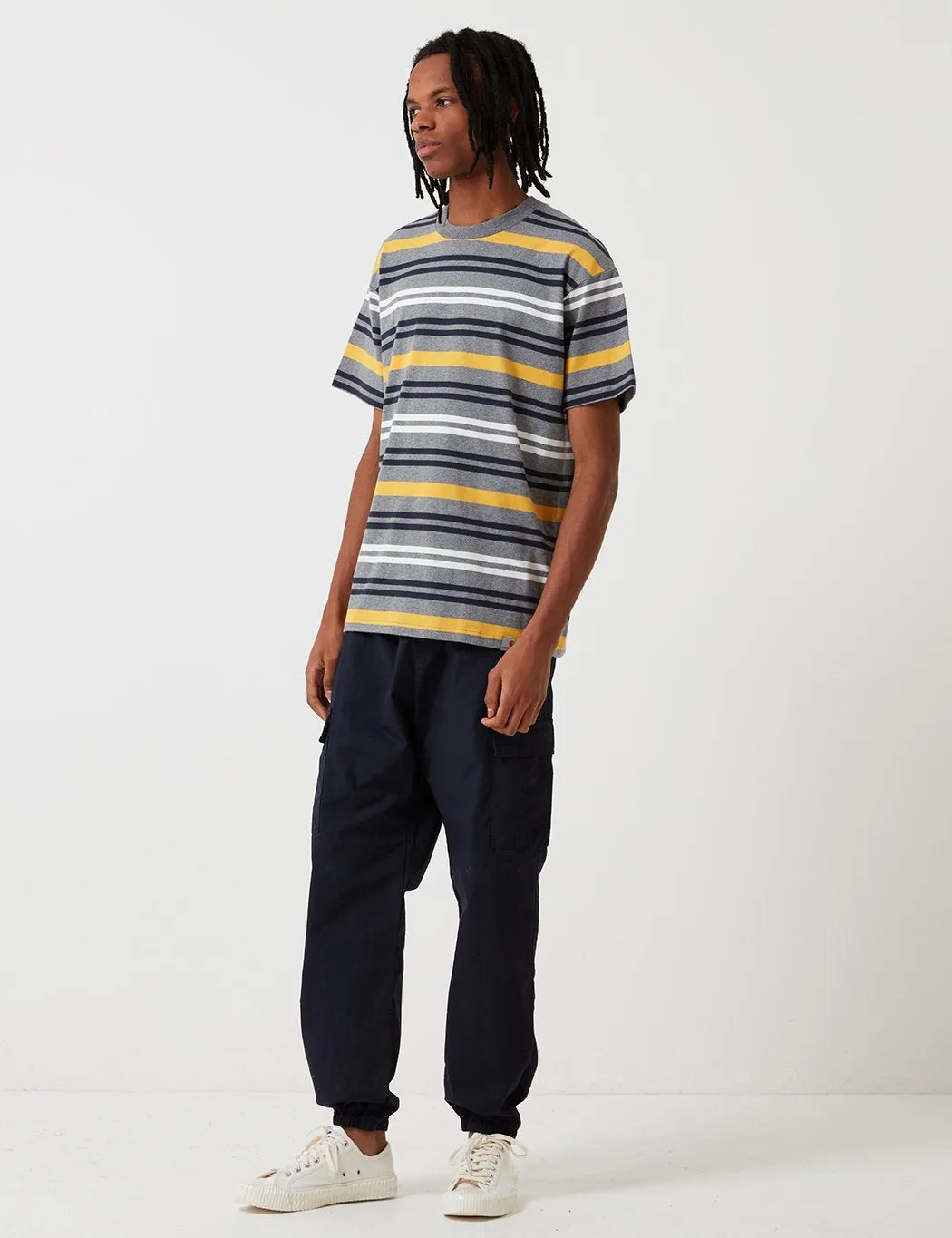 Carhartt-WIP Short Sleeve Kress Stripe Shirt - Dark Grey Heather