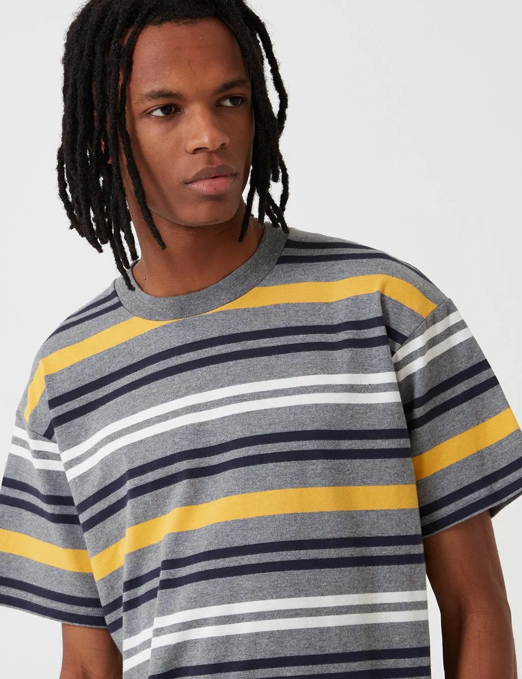 Carhartt-WIP Short Sleeve Kress Stripe Shirt - Dark Grey Heather