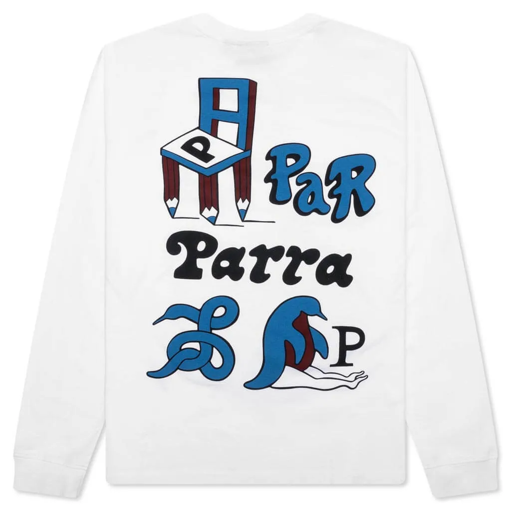 Chair Pencil Long Sleeve T-Shirt - White