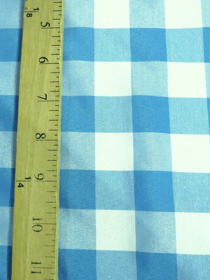 Checkered Gingham Poly Cotton Printed Fabric / Blue / Sold By The Yard