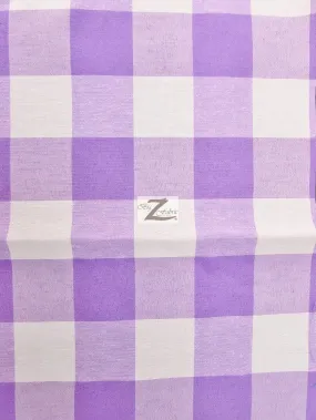 Checkered Gingham Poly Cotton Printed Fabric / Lavender / 50 Yard Bolt