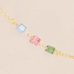 Color Blocks Cube Crystal Anklet